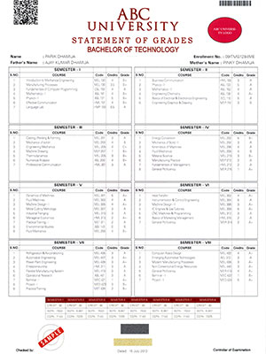 mark sheet